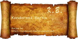 Kenderesi Berta névjegykártya